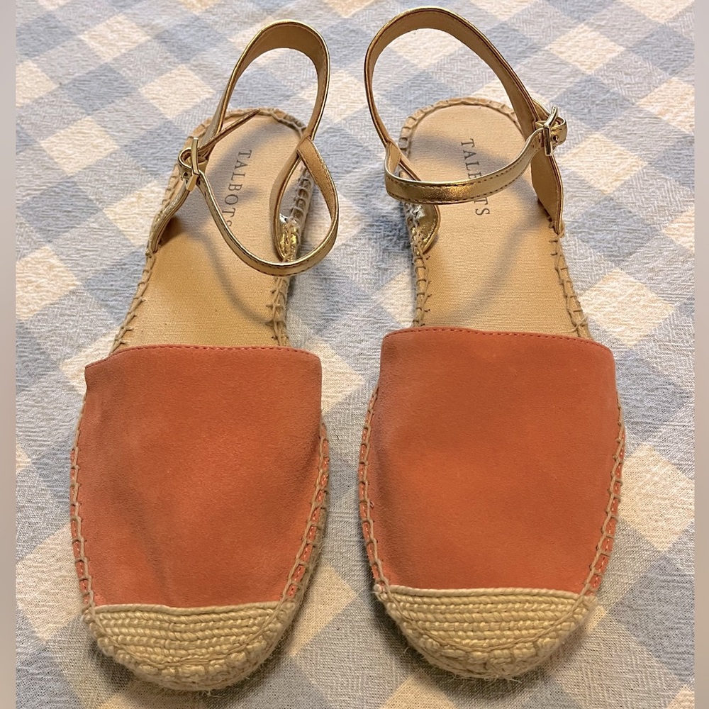 TALBOTS IZZY D'ORSAY SUEDE ESPADRILLE SANDALS size 8.5